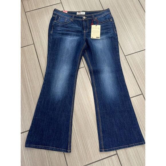 L.e.I Sophia hipster flare jeans womens jr 17R plus size dead stock Y2K 00’s nwt - Picture 3 of 12